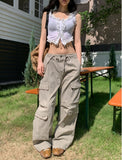 Deep multi 4 pocket wide cargo pants