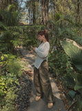 Poten Washing Balloon Pintuck Wide Pants
