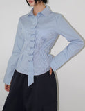 [STRAP SET] TIE-ON STRIPE SHIRT