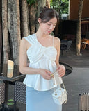Onde Unbal shirring sleeveless blouse