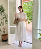 [Two Piece] Hueri Punching Blouse Long Skirt
