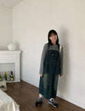 Makui Denim Suspender Long One Piece