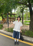 Seputte Shirring Frill Short Sleeve Blouse