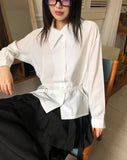 Mirun Belt High-Neck Overfit Long-Sleeve Shirt