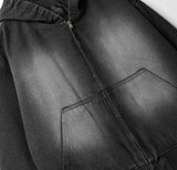 Cropped Denim Hooded Jacket