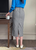 Medon Slit Check H-line Long Skirt