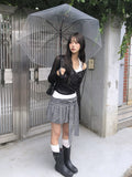 Handy Snap See-through Wrap Hood Knit