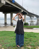 Inne Stripe Banding Wide Linen Pants