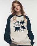 Cat Boucle Embroidered Raglan Sweatshirt
