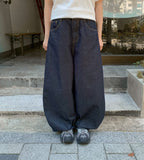 Tenden Stud Raw Denim Balloon Wide Pants