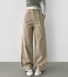 Back Cut Cotton Wide Peach Process Cotton Pants