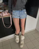 Tani Damage Roll-Up Denim Shorts