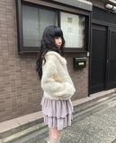 Lanne Shearling Collar Short Fur Jacket