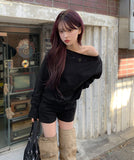 Bohem Stud Off-Shoulder Sweatshirt