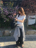 Se-eun Color Matching Nylon Wide Pants