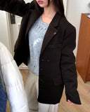 Leon two-button collar pocket loose-fit blazer jacket