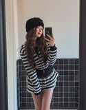 Pierre Stripe Set-up Two-Way Hood Zip-Up