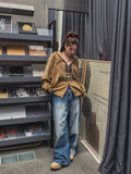 Reverse line wide denim pants