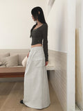 Minto Zipper Buns Pocket Cargo Pile Back Slit Banding Long Skirt