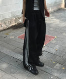 Silver Track Wave-Edge Wide Pants