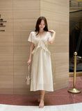 Seine V-neck Peplum Flare Chiffon One Piece