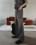 Summer Cool Oil Washed Flare Denim Pants