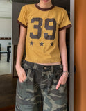 39 Sporty Pinstripe Ringer Short Sleeve