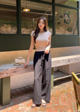 Mezelre Linen Banding Wide Slacks