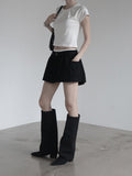 Center Shirred Round Crop Top