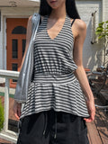 Witty Stripe Flare Halter Sleeveless