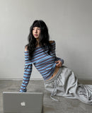 Pop Stripe Off Shoulder Long Sleeve