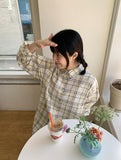 Peoto Check Over Wrinkle Shirt