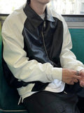 Blended Collar Two Way Leather Jacket
