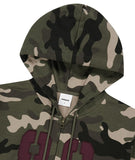 CAMO APPLIQUE CROP ZIP UP HOODIE