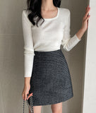 Ereumi Ribbed Square Neck Knit