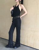 Take Pleats Tiered Frill Bootcut Pants