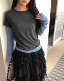 Cel Color Matching Layered Long Sleeve T-Shirt