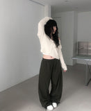 [A/M] Poning Cotton Banding Wide Pants