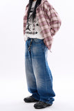 Logan cat washed wide denim pants