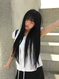 Sandy Summer Ribbon Strap Pintuck Puff Short Sleeve Blouse