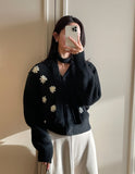 [Tie Set] Ripelle Daisy V-Neck Knit Cardigan