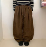 [Unisex] Combs Brushed Corduroy Banding Wide Pants