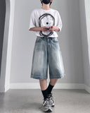 Milk Washing Bermuda Denim Pants