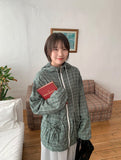 Bomiru Ribbon Hood Check Wind Jumper