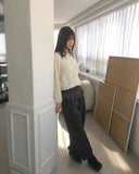 Keyshall string wavy round knit cardigan