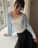 Untell Lace Button Half-Open Sleeveless