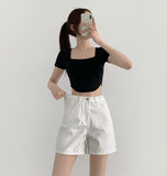 Waterproof Banding Straight Fit Cotton Shorts