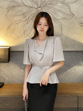 Jed-in Drape Chiffon Peplum Blouse