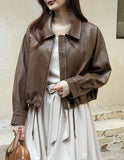 Kellyanne Collar String Leather Jacket