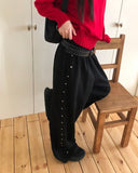 Nadine Studded Banding Strap Wide-Fit Training Long Pants